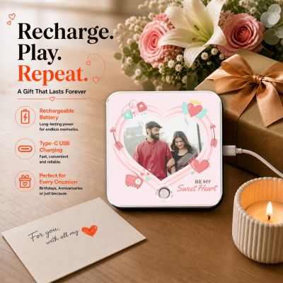 Customisable Musical Fridge Magnetic Photo Frame with Custom Song and Text Heart Theme Romantic Gift Unique Anniversary, Birthday & Valentine’s Day Gift for Couples